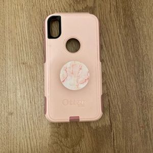 Otter box case with pop socket pink iPhone XR